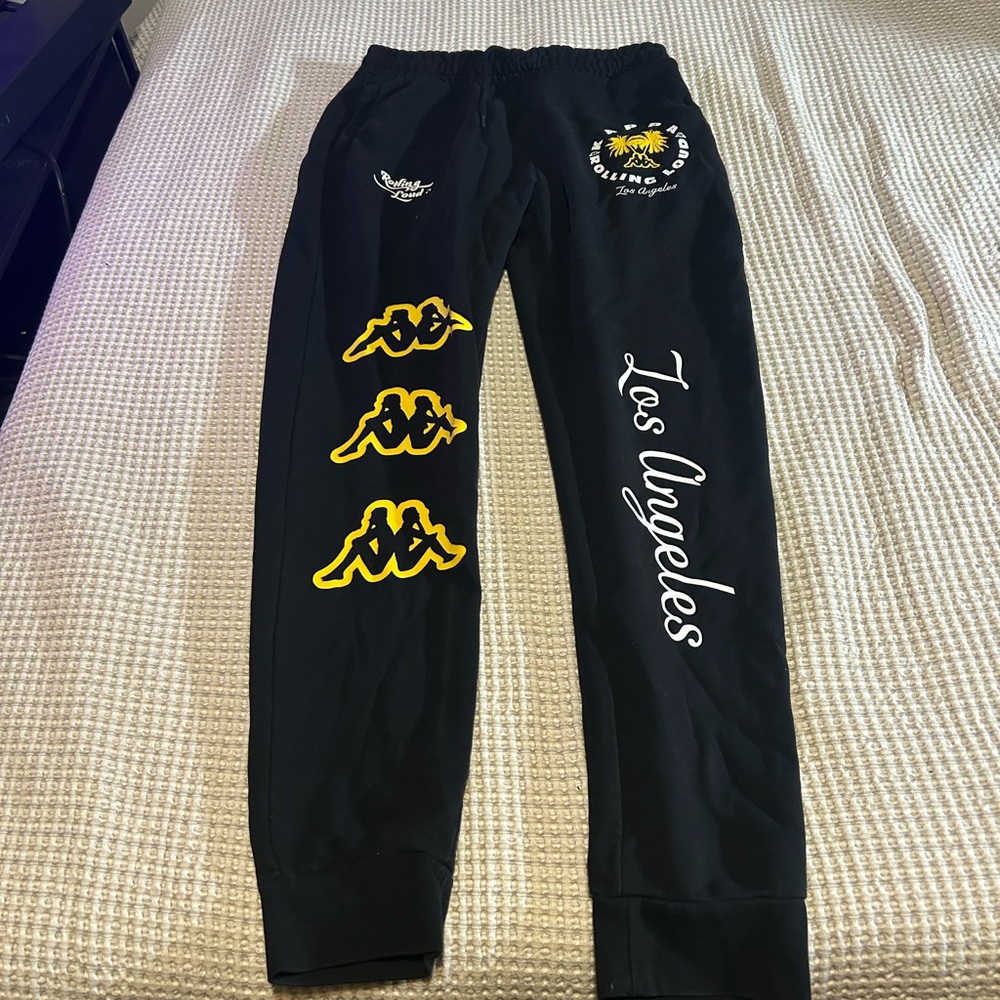 Kappa Kids Black and Yellow Joggers fits like a medium